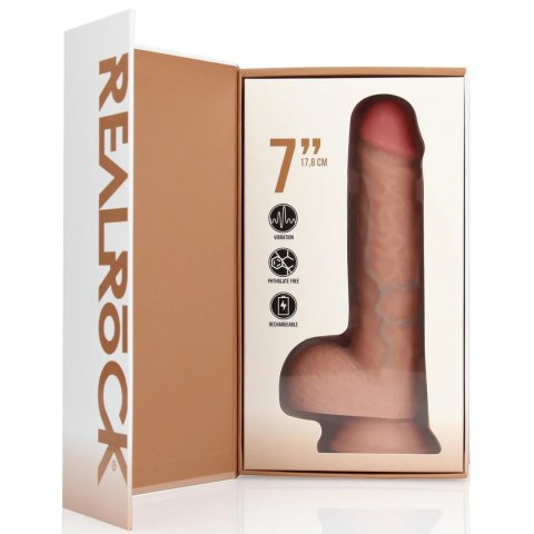 Vibrating Regular Straight Cock with Balls - 7" / 18 cm - Flesh