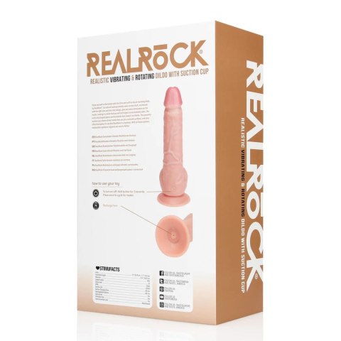 Vibrating and Rotating Straight Cock with Balls - 8 / 20,5 cm - Flesh