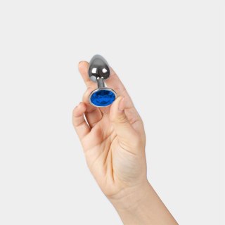 BLUE JEWELLED METAL BUTT PLUG
