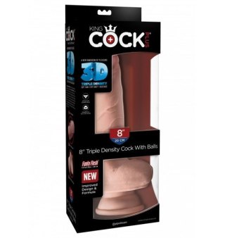 Dildo Sztuczny Penis King Cock 8" with Balls cielisty z przyssawką