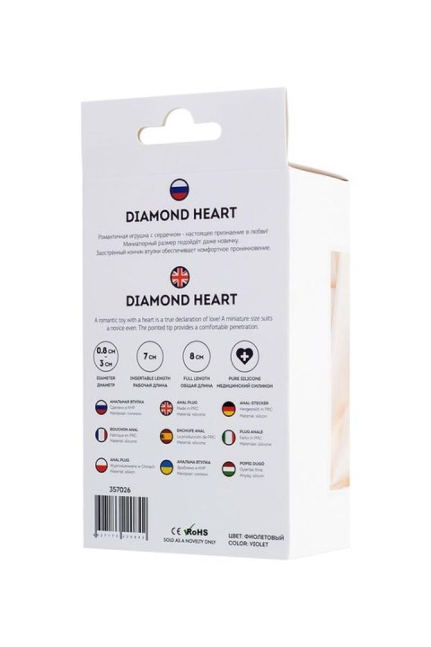 Korek analny z kryształem Anal Plug Diamond Heart fioletowy