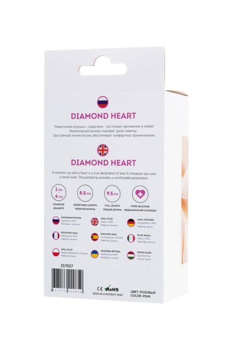 Korek analny Diamond Heart pink
