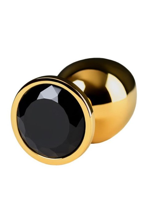 Korek analny z czarnym kryształem TOYFA 9,5 cm gold