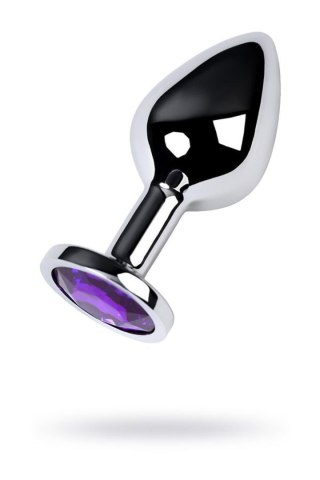Korek analny z kryształem Ametyst 8 cm silver