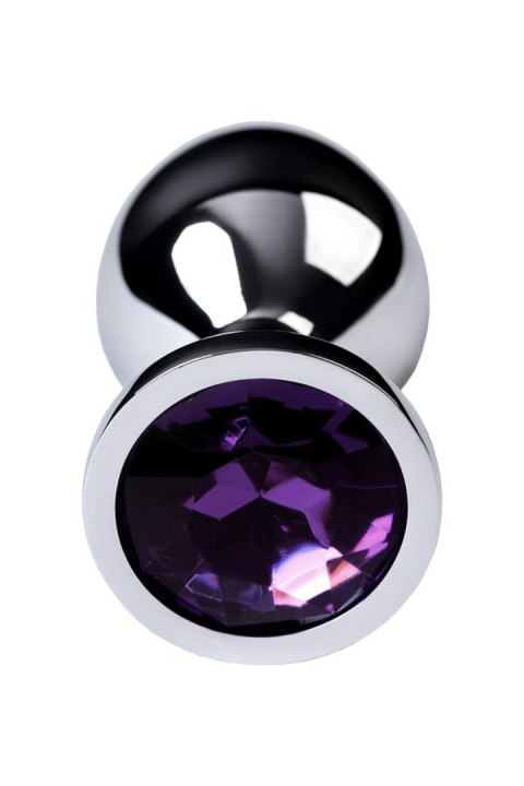 Korek analny z kryształem Ametyst 8 cm silver