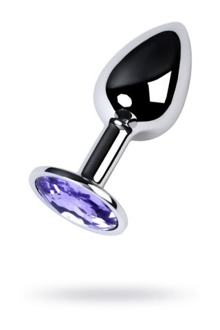 Korek analny z kryształem Ametyst small 7 cm silver