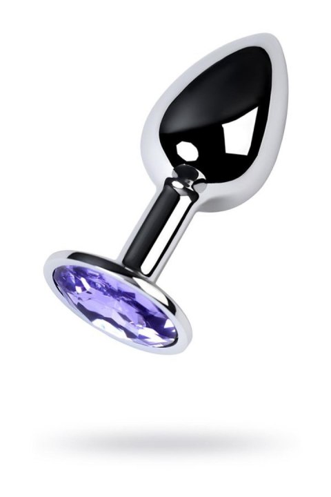 Korek analny z kryształem Ametyst small 7 cm silver