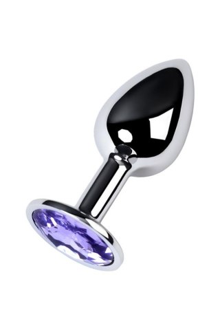 Korek analny z kryształem Ametyst small 7 cm silver