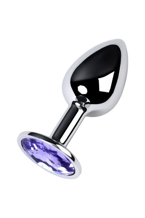 Korek analny z kryształem Ametyst small 7 cm silver
