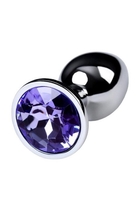 Korek analny z kryształem Ametyst small 7 cm silver