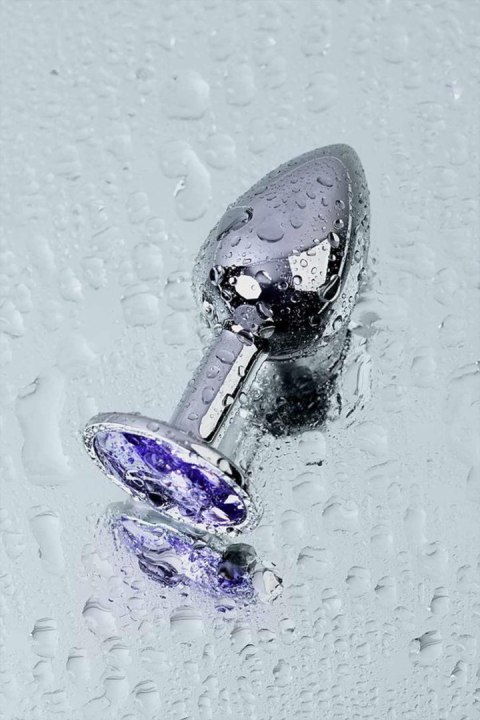 Korek analny z kryształem Ametyst small 7 cm silver