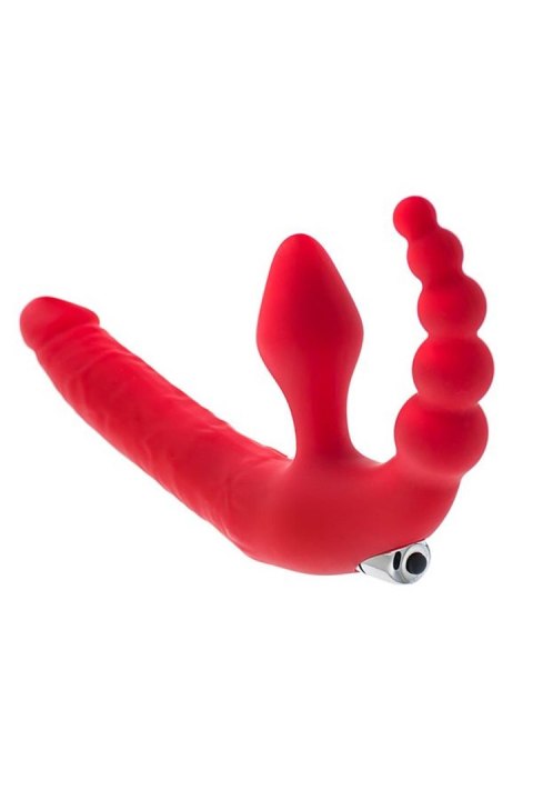 Strap on Double vibro bullet silikonowy 35 cm red