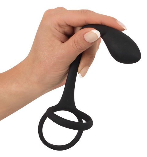 Korek analny 3w1 Black Velvets Cock + Ball ring