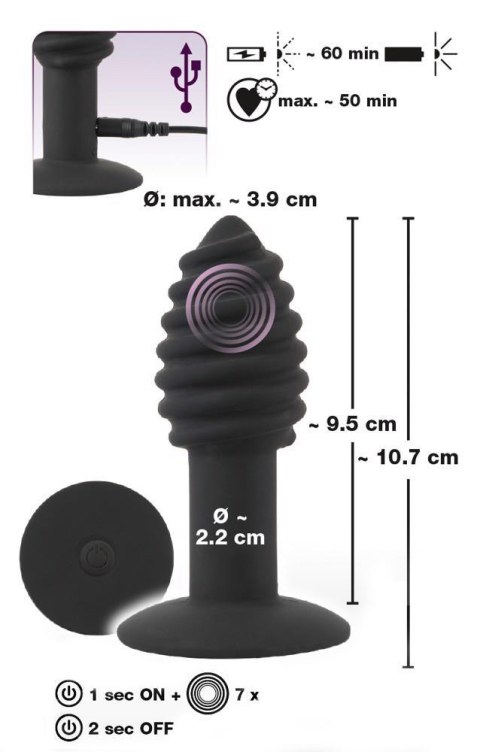 Korek analny z wibracjami ORION typu twist wodoodporny