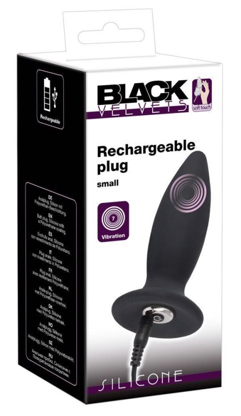 Wibrujący korek analny Black Velvets Recharge Plug S 11 cm