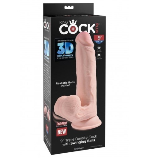 King Cock 3D Cock Swinging Balls 9 Inch