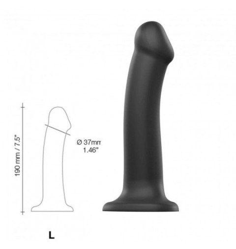 Silicone Bendable Dildo Double Density Black L