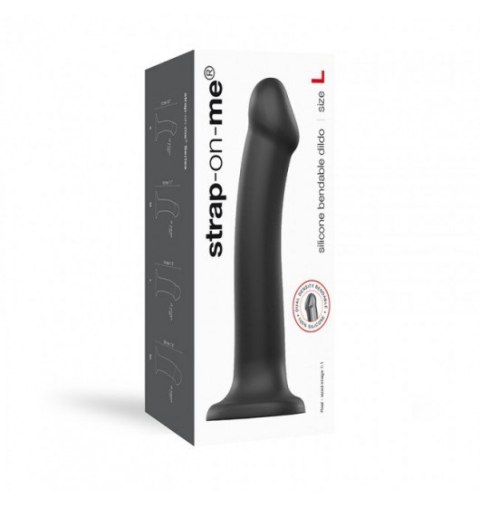 Silicone Bendable Dildo Double Density Black L