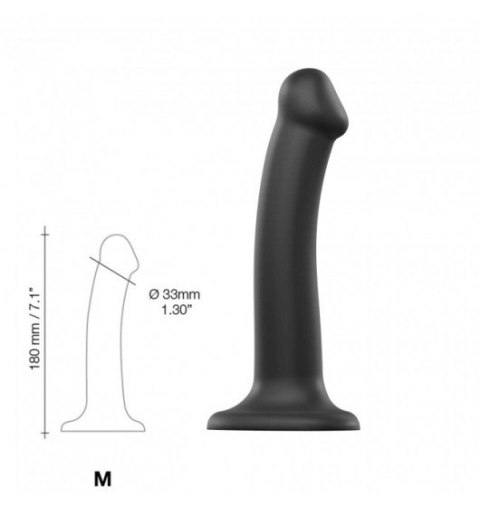 Silicone Bendable Dildo Double Density Black M