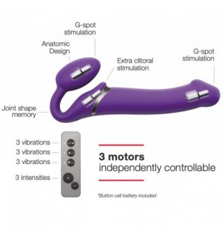 Wibrujące Dildo Strap on Purple rozmiar XL