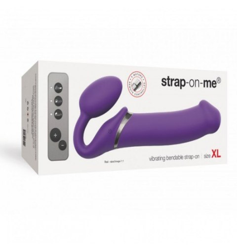 Wibrujące Dildo Strap on Purple rozmiar XL