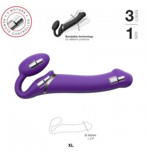 Wibrujące Dildo Strap on Purple rozmiar XL