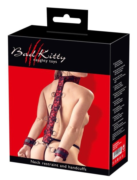 Mankiet na szyję Bad Kitty + kajdanki Black/Red
