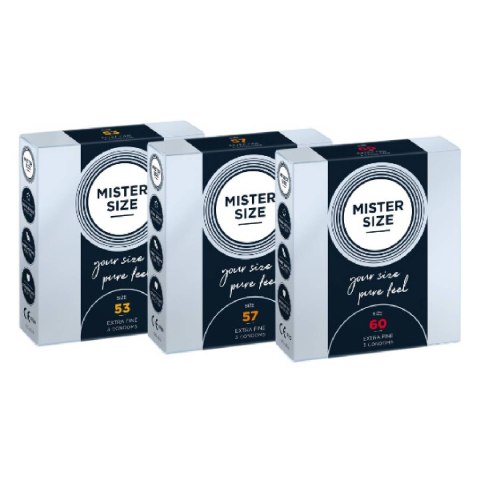 Zestaw prezerwatyw Test-Set 53-57-60 3 Condoms Mister.Size