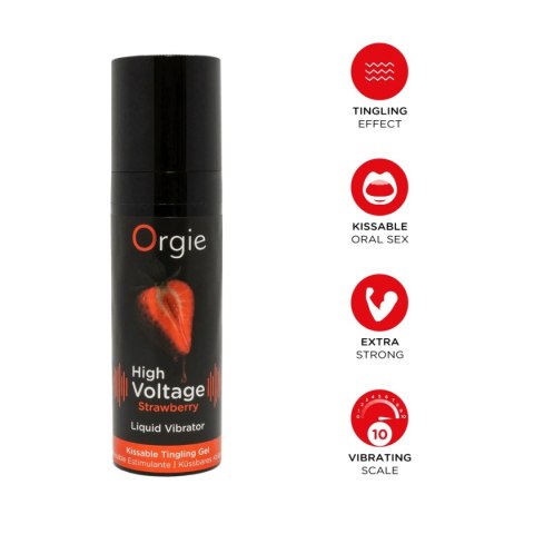 Wibrator w płynie High Voltage Strawberry 15ml Orgie