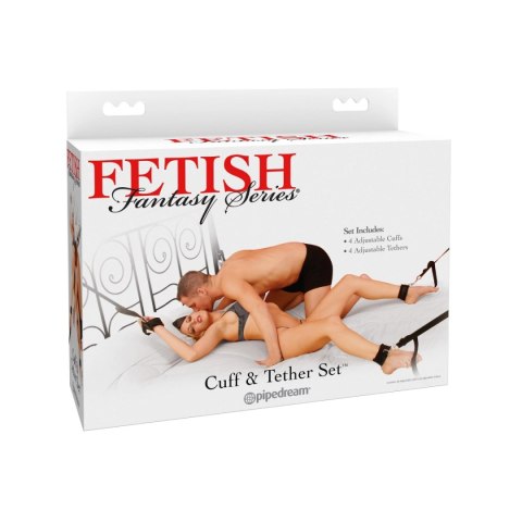 Zestaw do krępowania Cuff & Tether Set - Black Fetish Fantasy Series